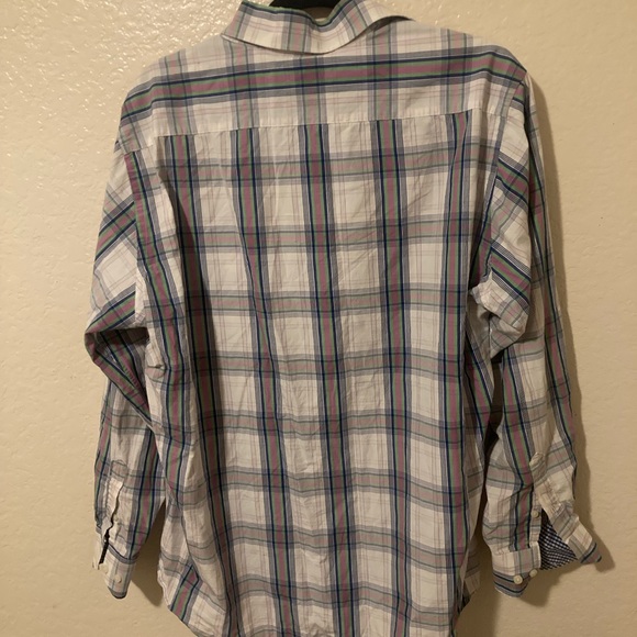 Tailorbyrd Men's Plaid Shirt - White, Blue, Green - Picture 2 of 3